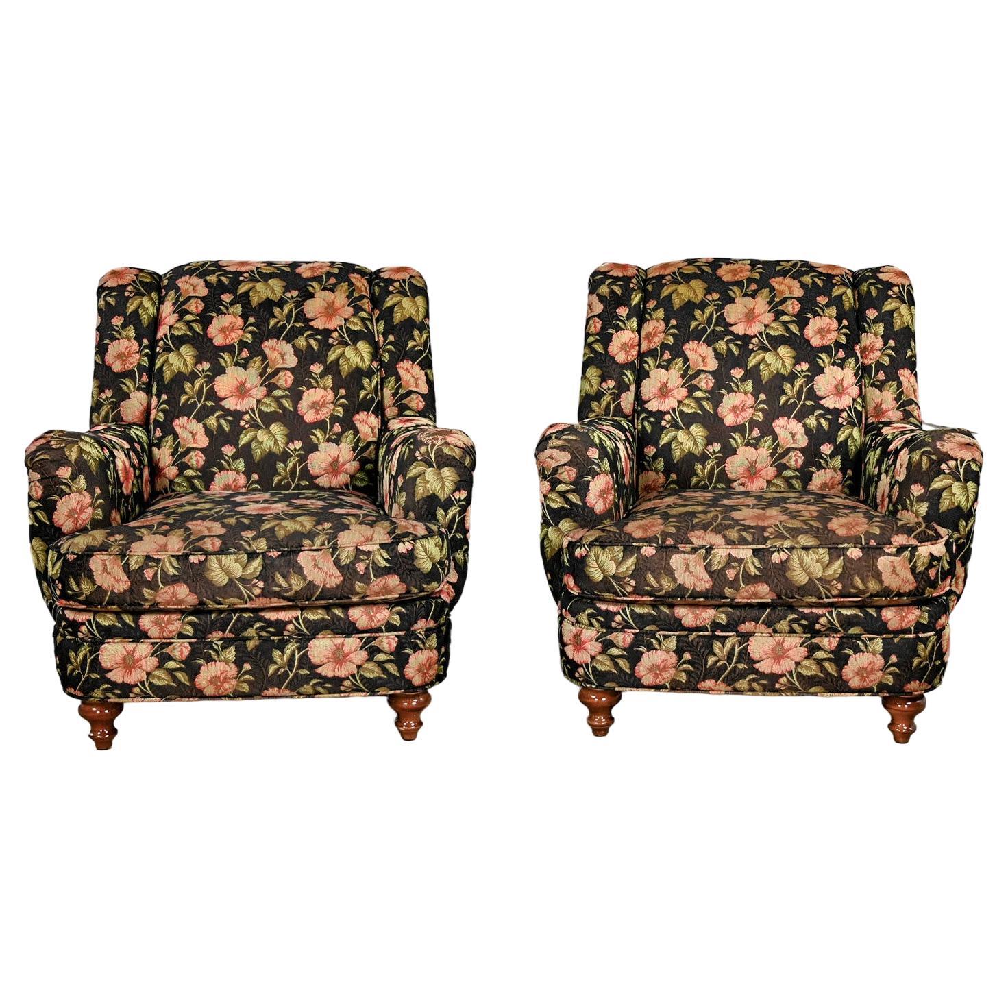 Cottagecore Style Pair Floral Lounge Chairs Sam Moore Furniture Division Hooker