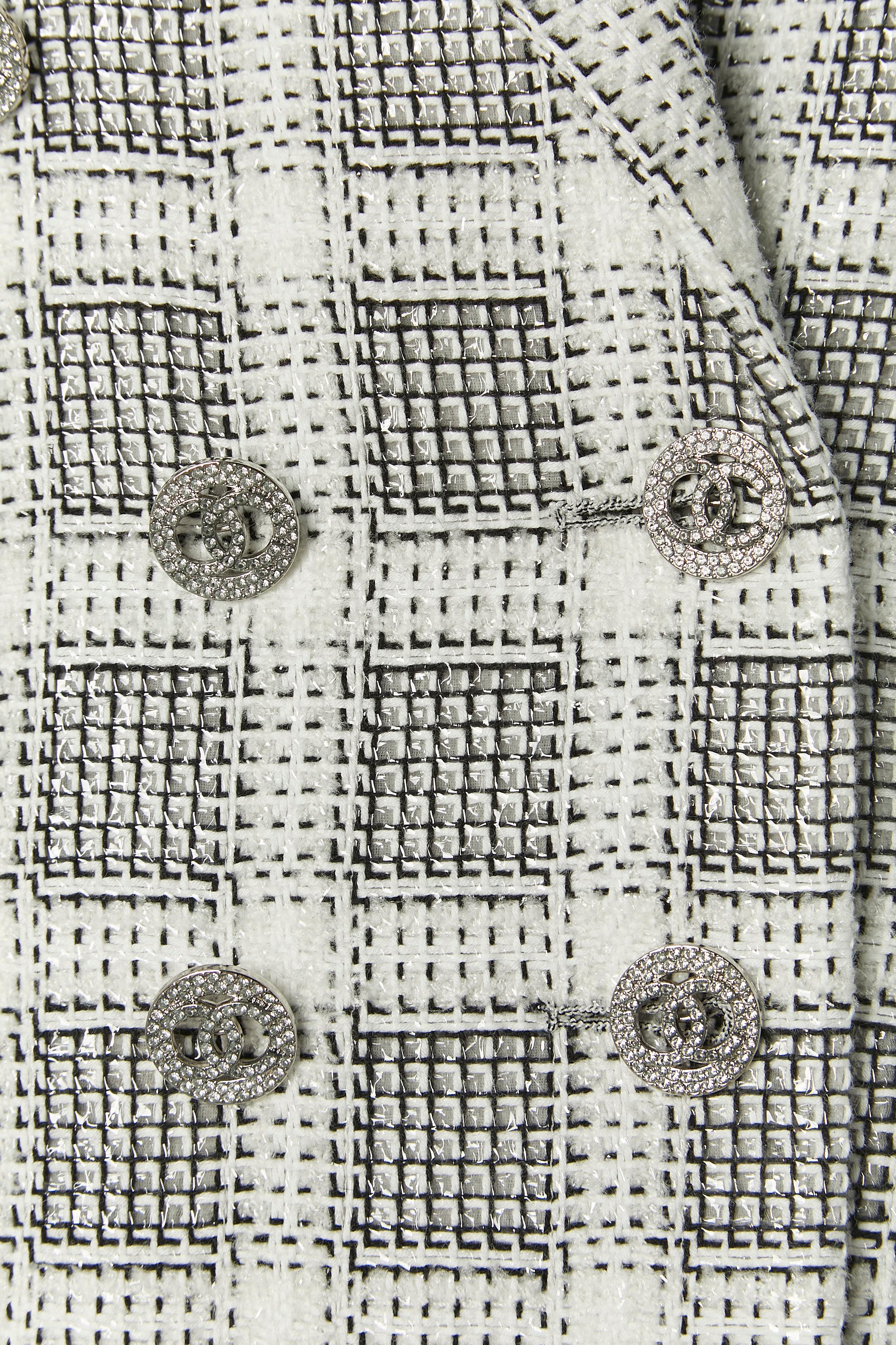 Grigio Giacca doppiopetto in cotone e nylon tweed Chanel Circa 2022 in vendita