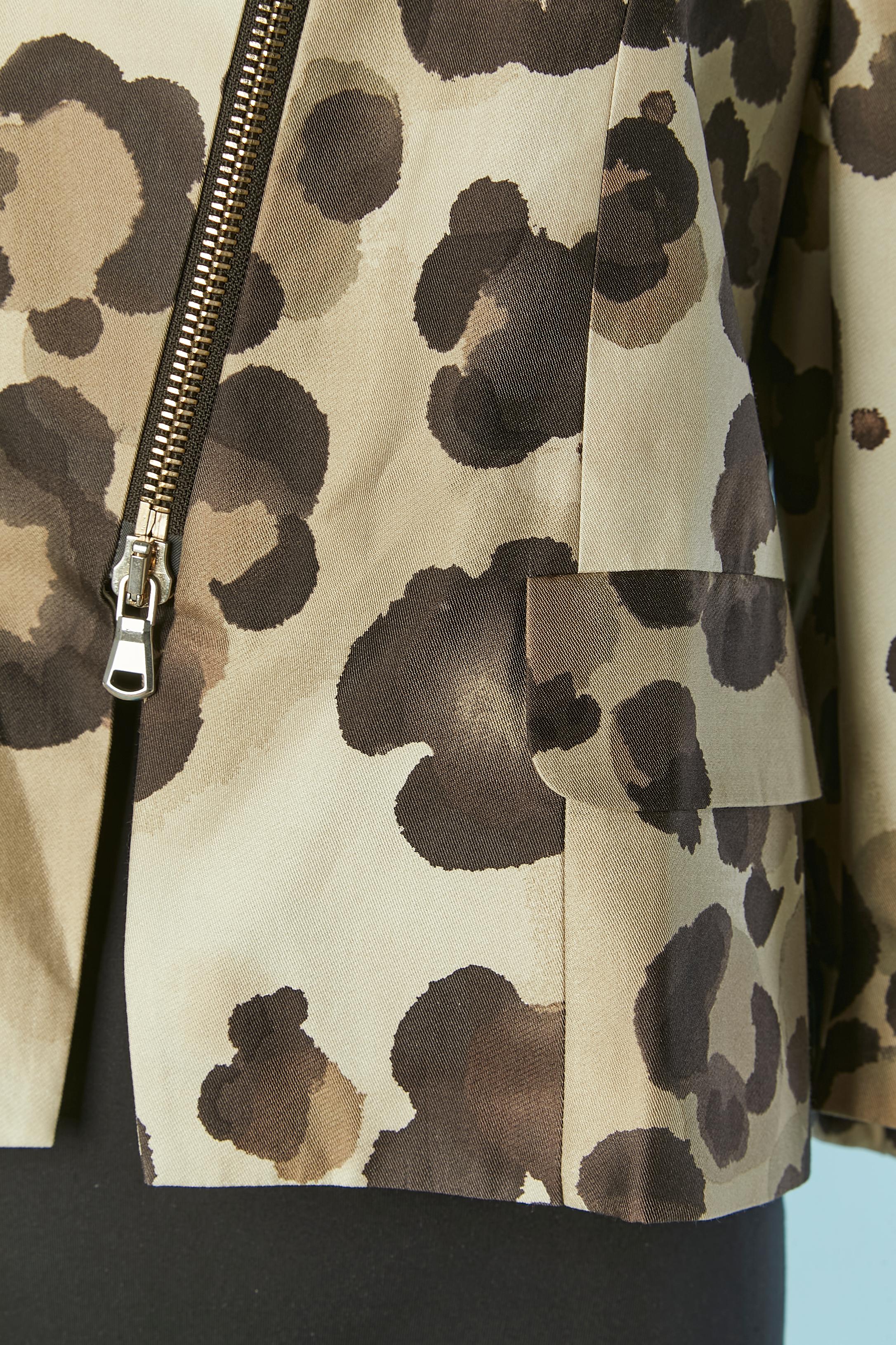 Chaqueta de algodón y seda con estampado de leopardo MOSCHINO CHEAP & CHIC Negro en venta
