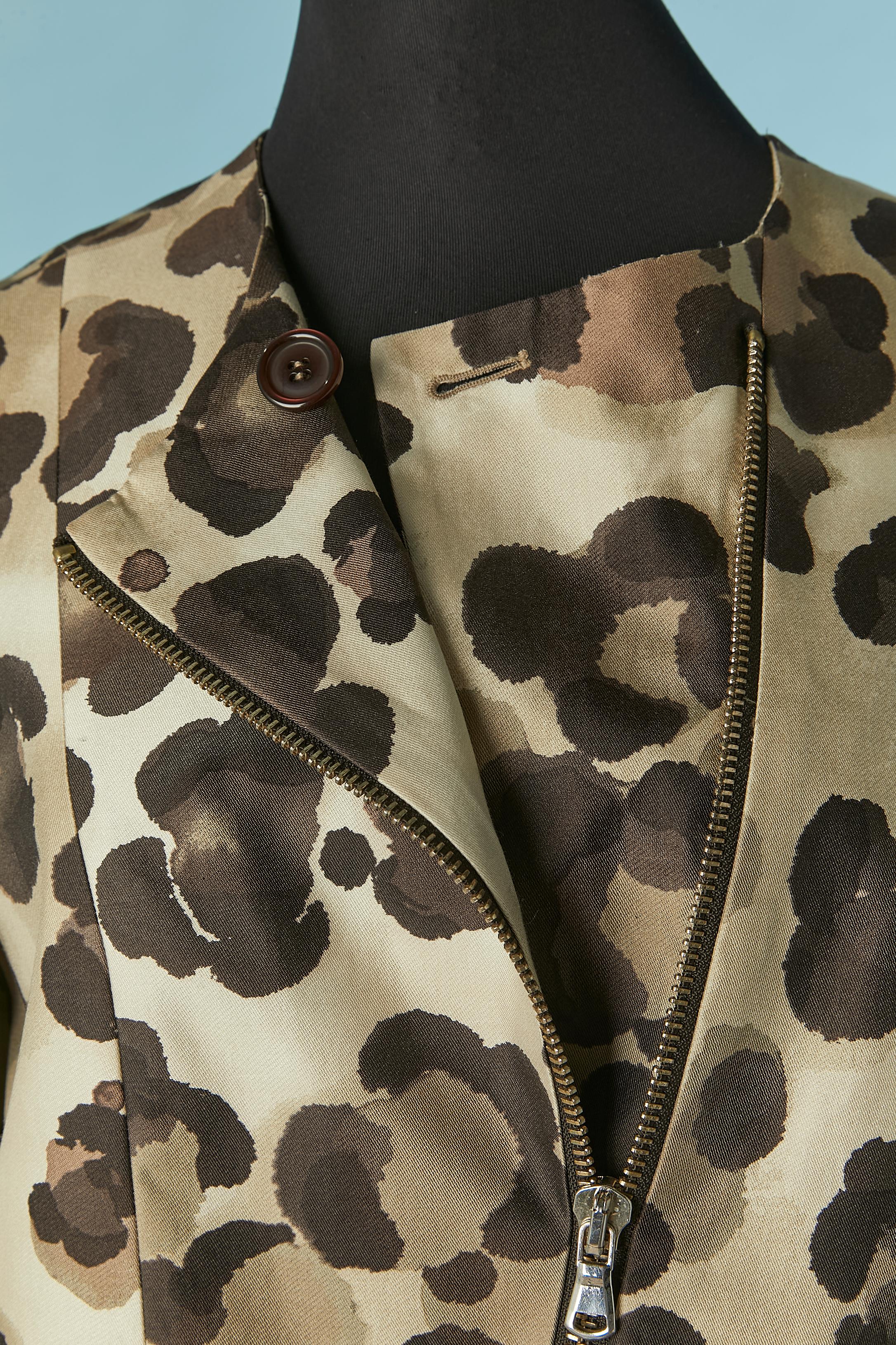 Chaqueta de algodón y seda con estampado de leopardo MOSCHINO CHEAP & CHIC en venta 1