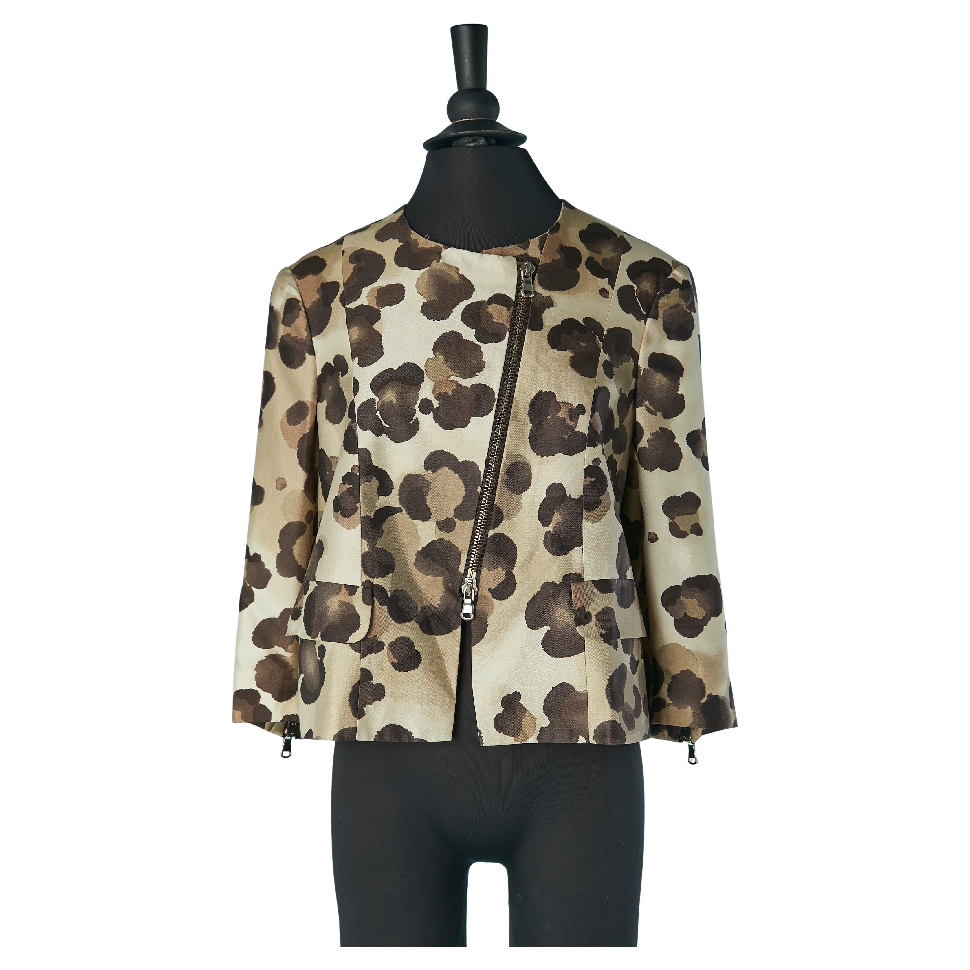 Chaqueta de algodón y seda con estampado de leopardo MOSCHINO CHEAP & CHIC