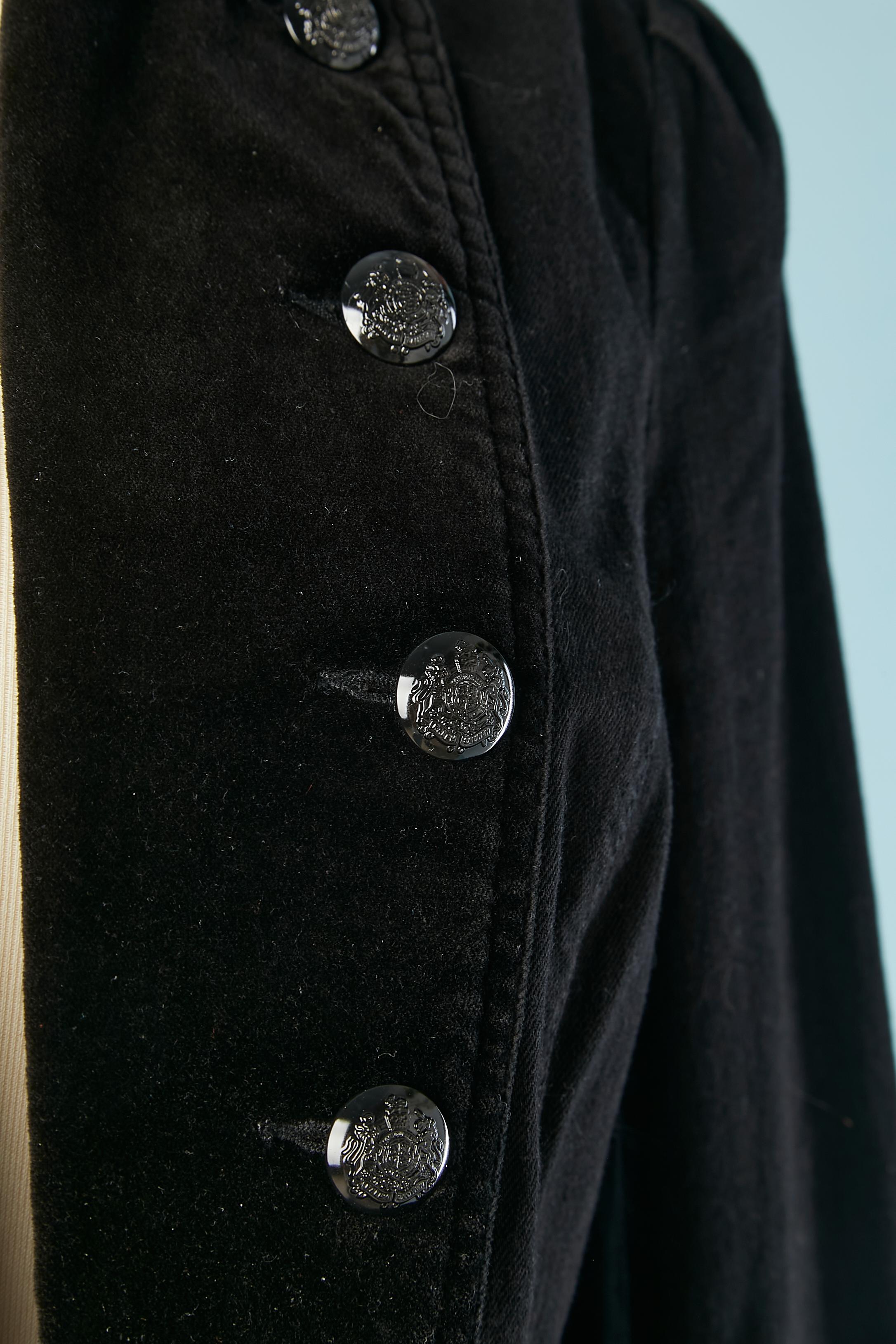 Cotton and velvet edge to edge officer jacket Lauren by Ralph Lauren  In Excellent Condition For Sale In Saint-Ouen-Sur-Seine, FR