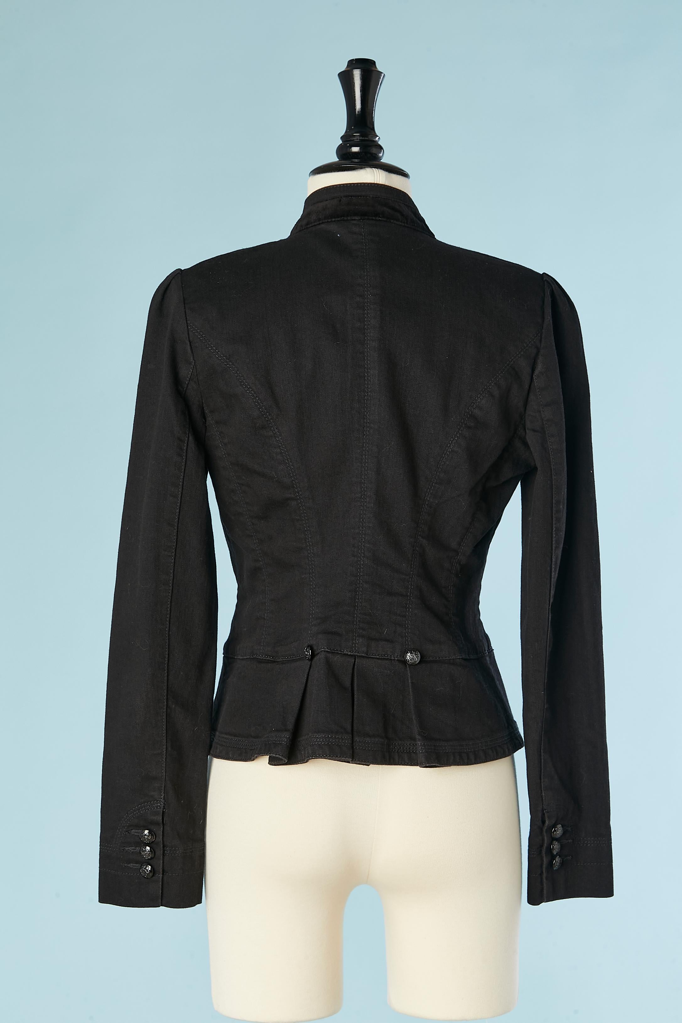 Cotton and velvet edge to edge officer jacket Lauren by Ralph Lauren  For Sale 1