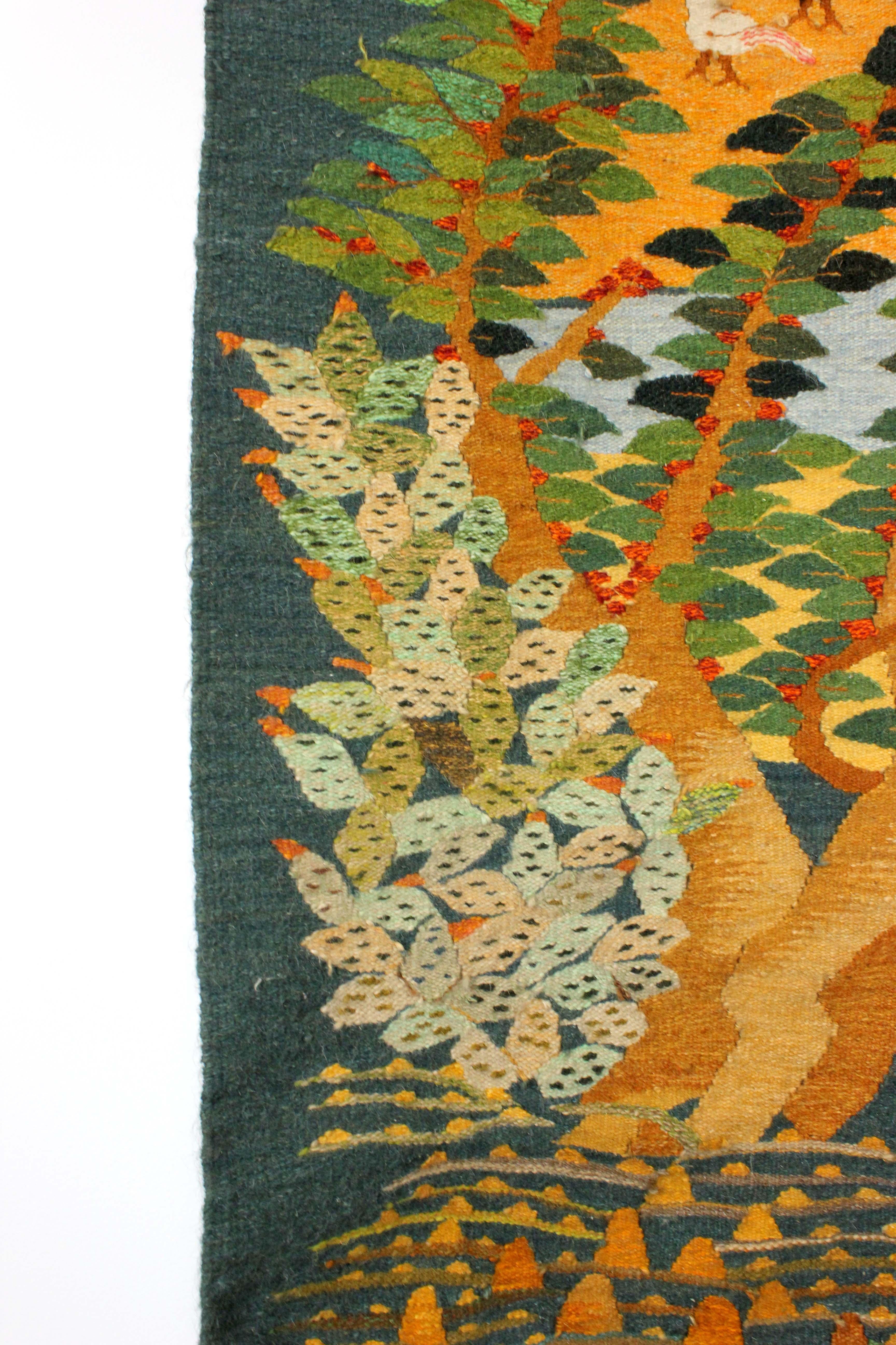 Cotton and wool tapestry - Ramses Wissa Wassef School with manufacturer's signat For Sale 1