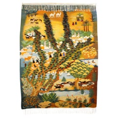 Cotton and wool tapestry - Ramses Wissa Wassef School with manufacturer's signat