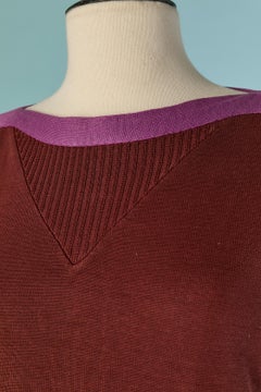 Cotton burgundy sweater with fushia edge SAINT LAURENT RIVE GAUCHE