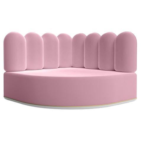 Cotton Candy Corner Kids Sofa in Velvet and Brass by Circu Magical Furniture For Sale