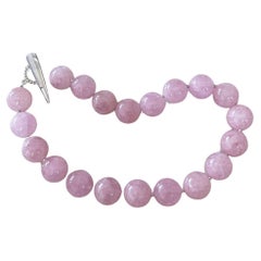 Cotton Candy Pink Morganite 20mm Round Beryl Beaded Necklace with Toggle Clasp