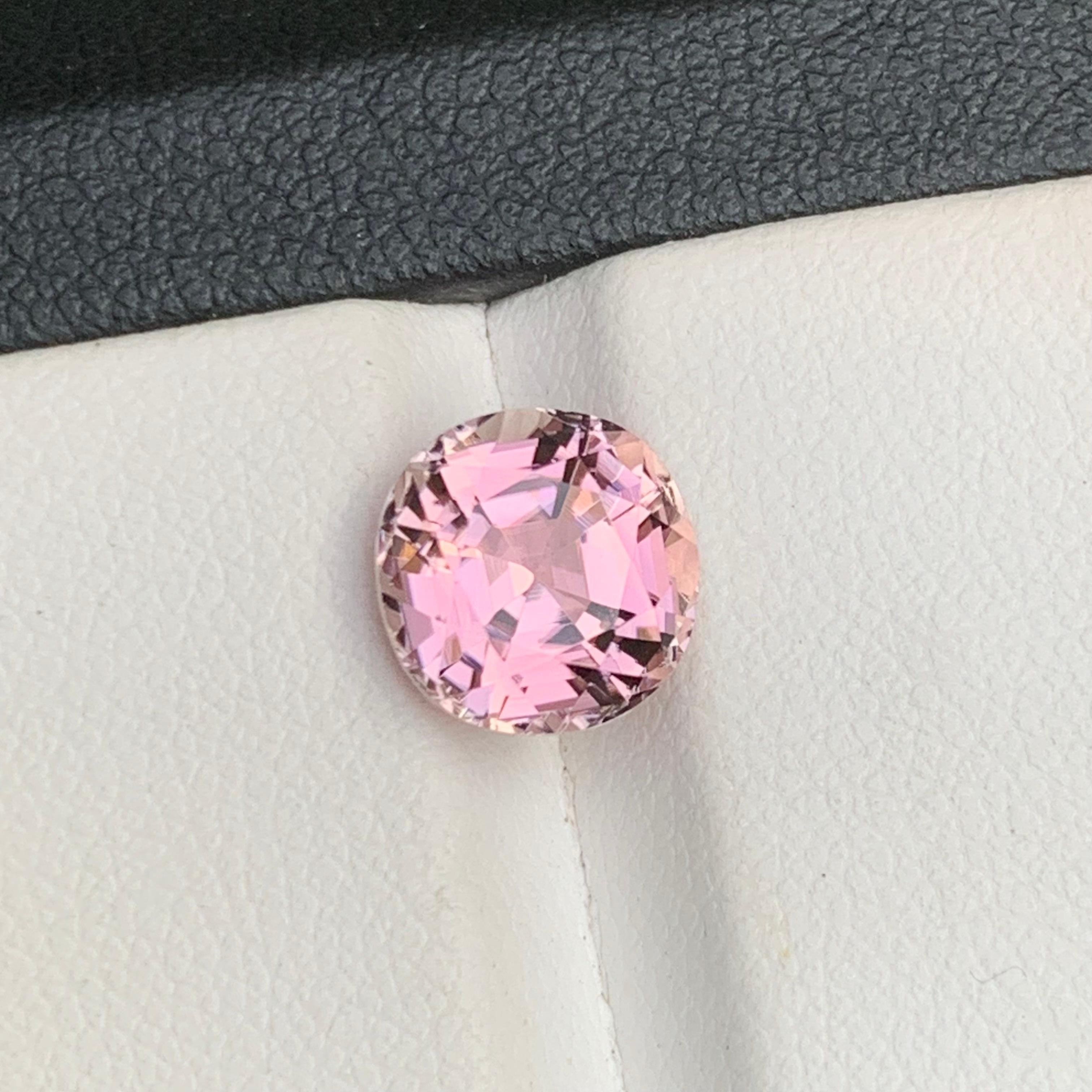 Cotton Candy Pink Natural Tourmaline Ring Loose Gemstone 3 Ct Round Cushion Cut For Sale 4