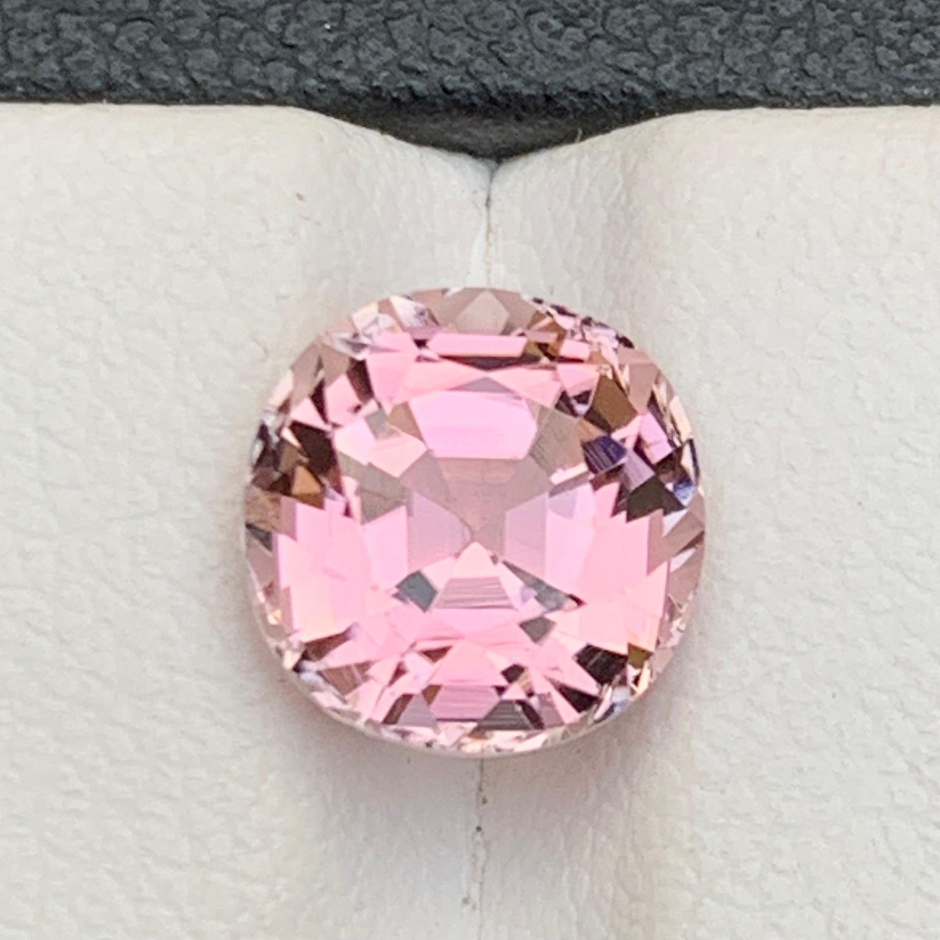 Cotton Candy Pink Natural Tourmaline Ring Loose Gemstone 3 Ct Round Cushion Cut For Sale 7