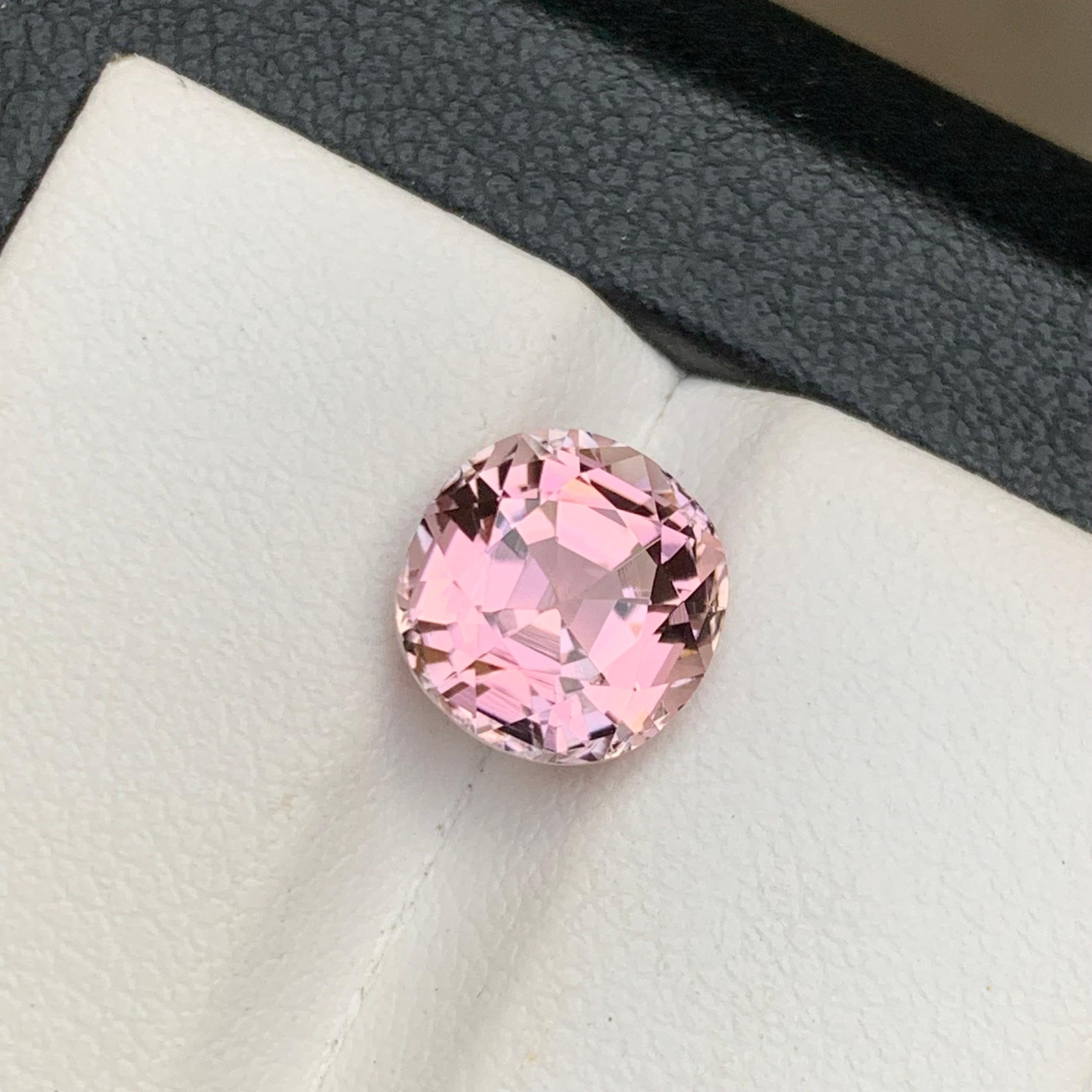 Contemporary Cotton Candy Pink Natural Tourmaline Ring Loose Gemstone 3 Ct Round Cushion Cut For Sale