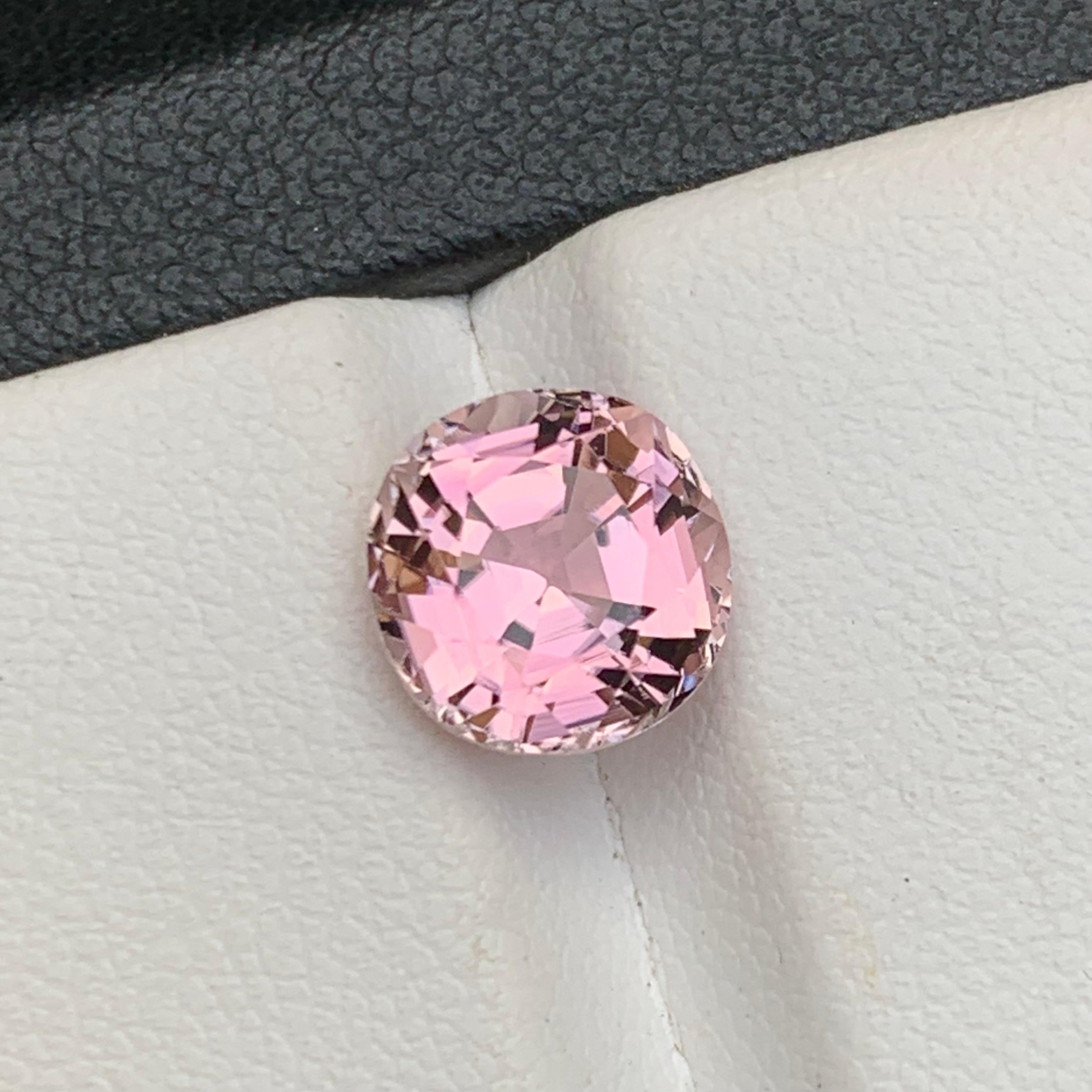 Cotton Candy Pink Natural Tourmaline Ring Loose Gemstone 3 Ct Round Cushion Cut For Sale 2