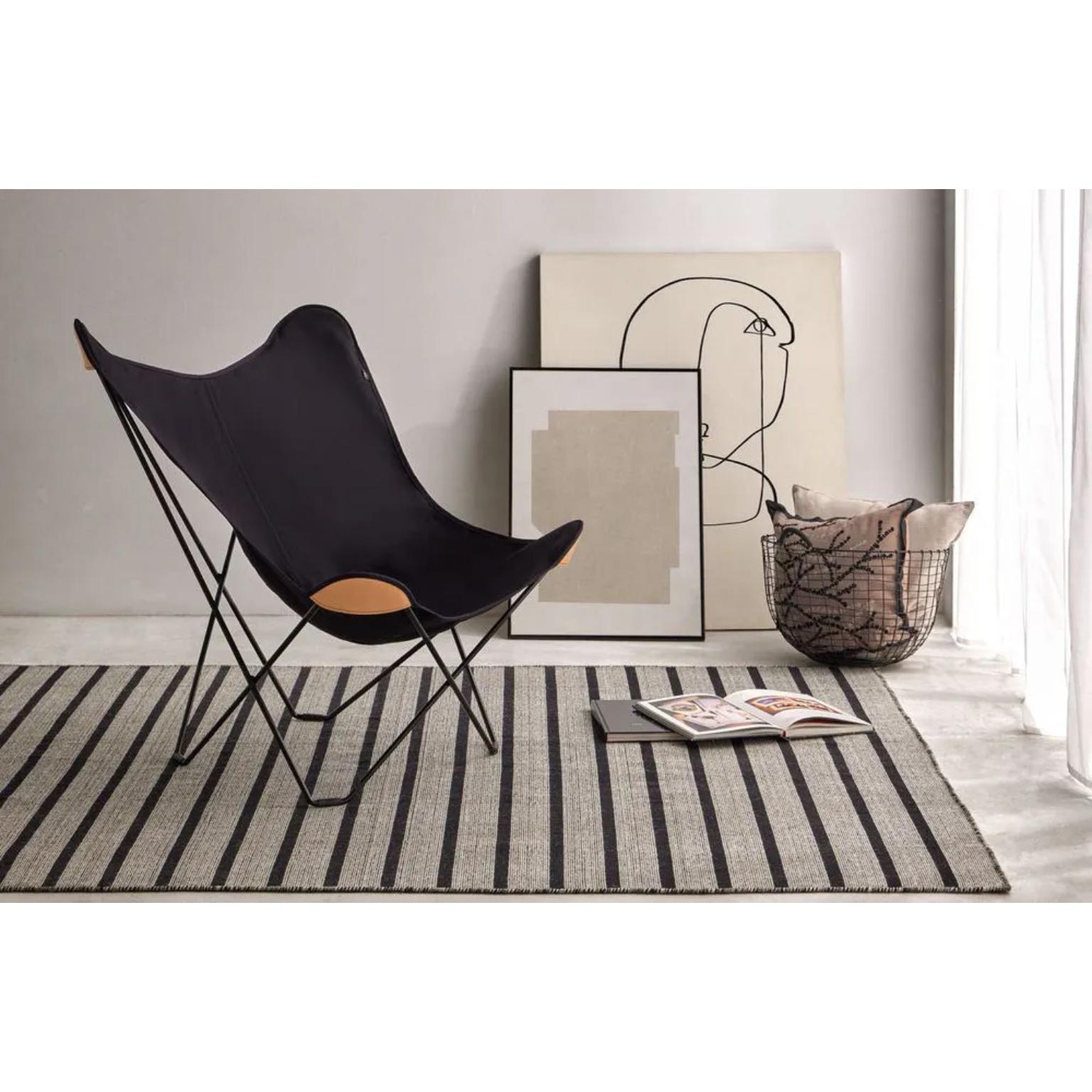 Swedish Cotton Canvas Mariposa Lounge Chair With Leather Corners by Cuero Design For Sale