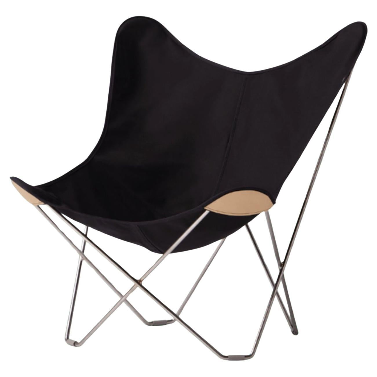 Cotton Canvas Mariposa Lounge Chair With Leather Corners by Cuero Design