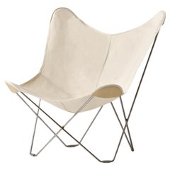 Cotton Canvas Mariposa Lounge Chair With Leather Corners by Cuero Design
