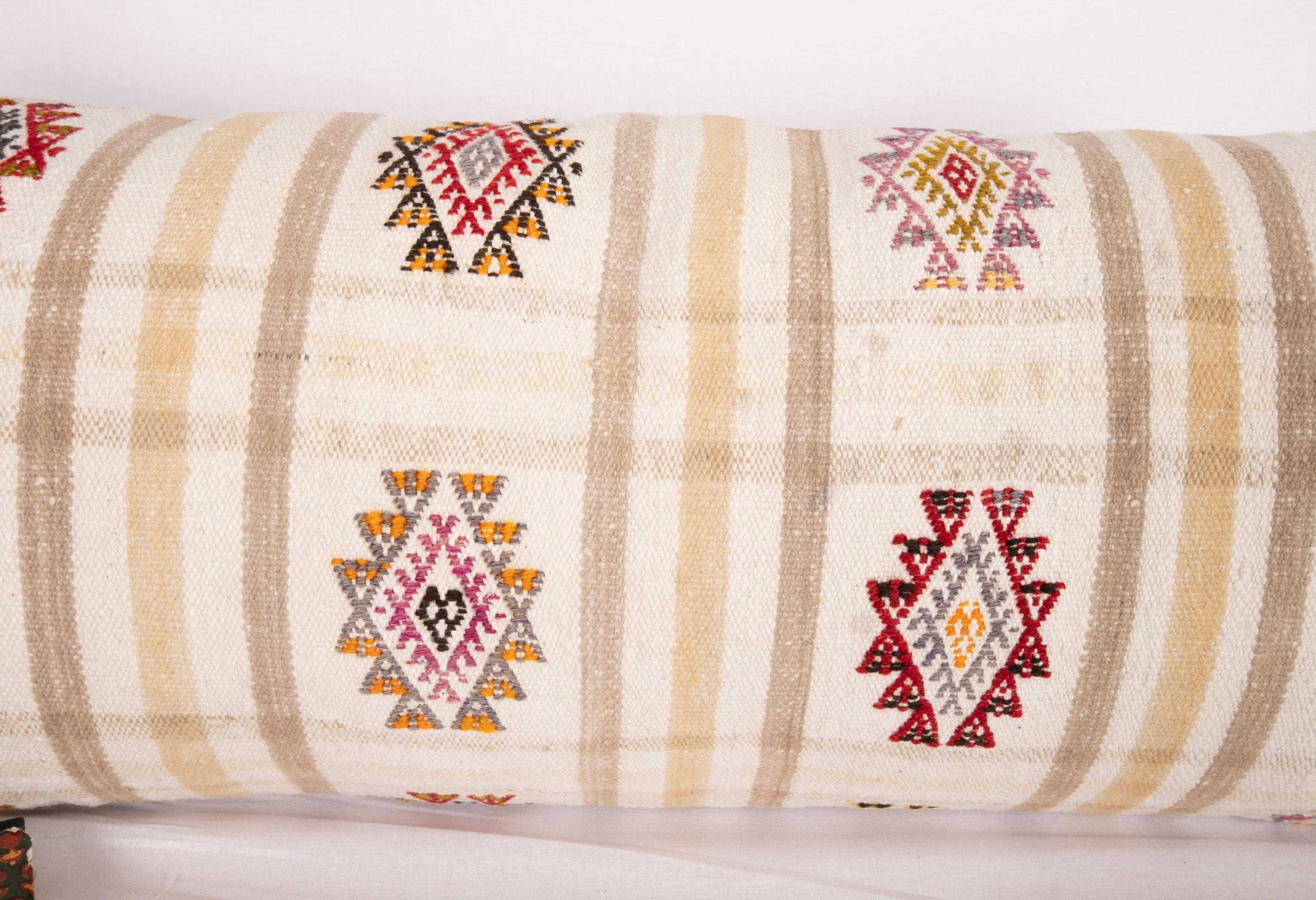 Hand-Woven Cotton Cicim Pillow Case Made from an Anatolian Cicim Kilim, Mid-20th Century For Sale