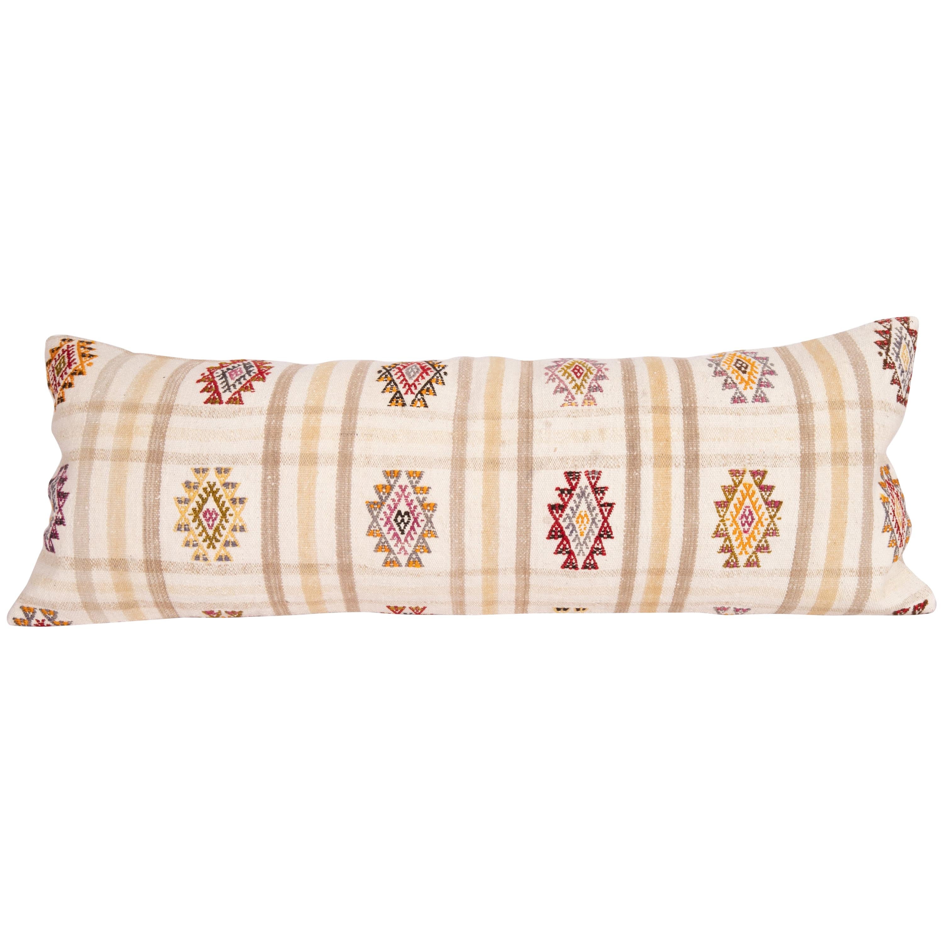 Cotton Cicim Pillow Case Made from an Anatolian Cicim Kilim, Mid-20th Century For Sale