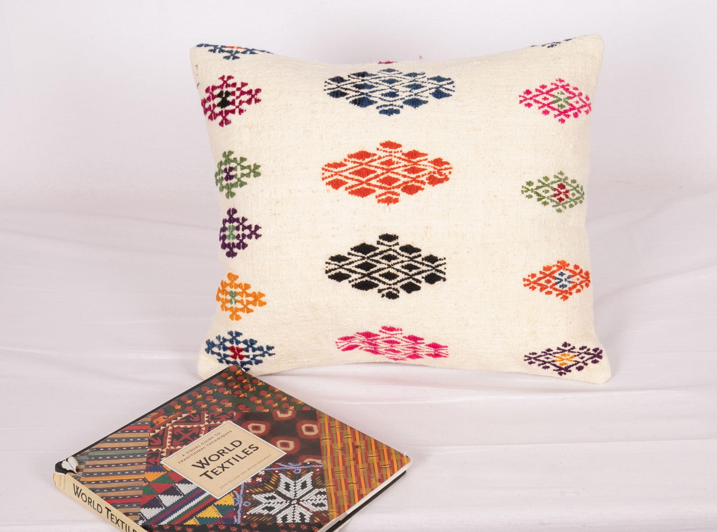 Hand-Woven Cotton Cicim Pillowcase Made from an Anatolian Cicim Kilim, Mid-20th Century