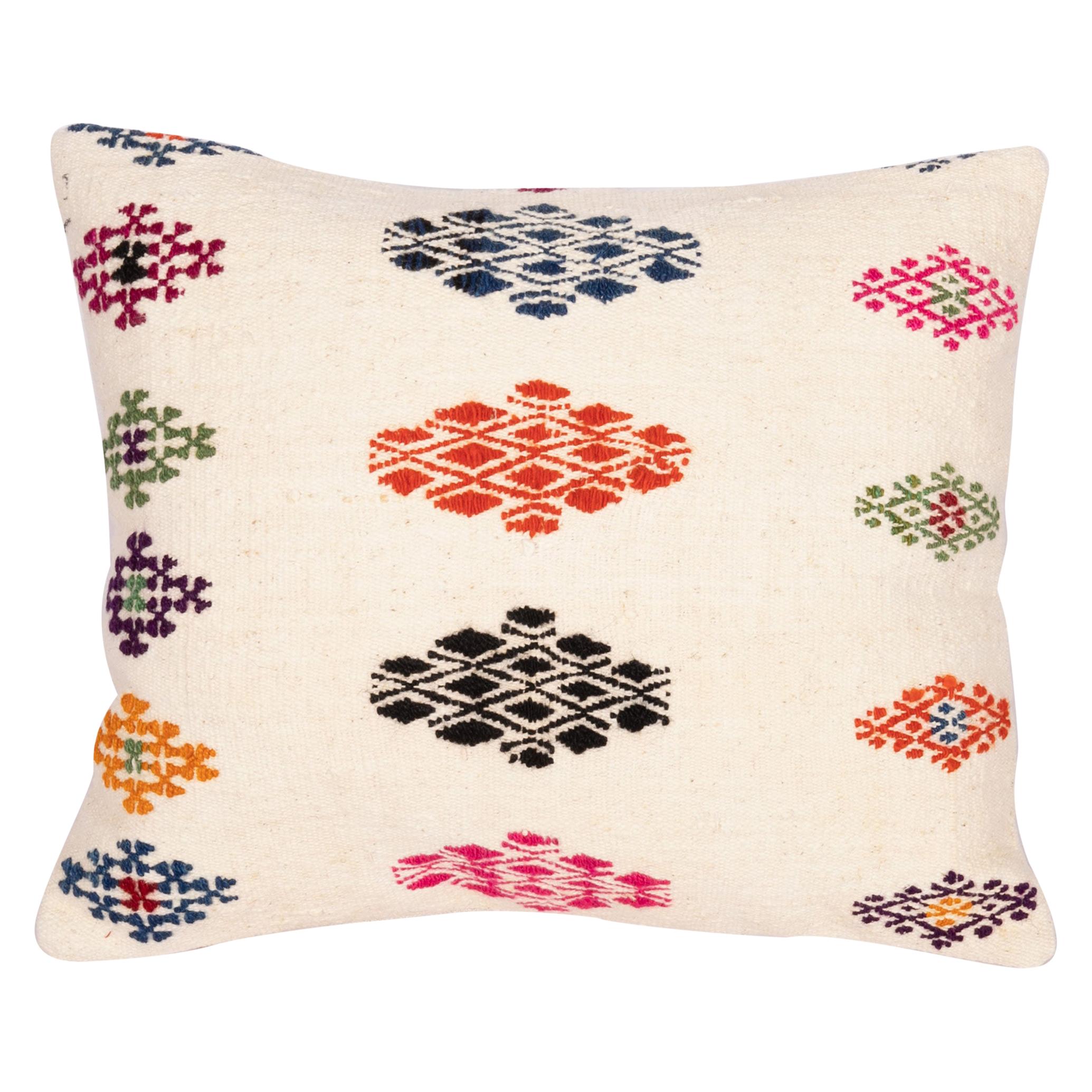 Cotton Cicim Pillowcase Made from an Anatolian Cicim Kilim, Mid-20th Century For Sale