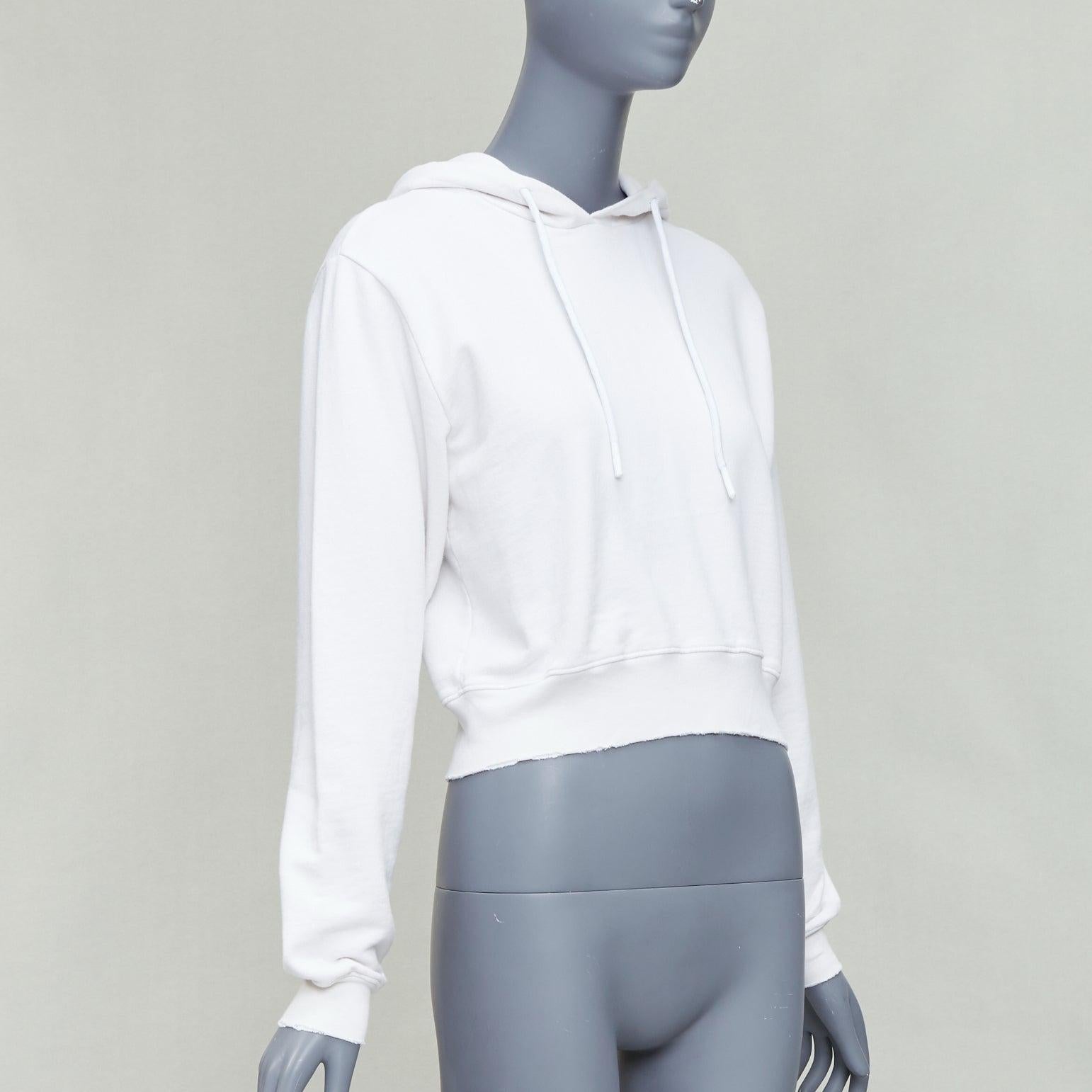 Grigio COTONE CITIZEN bianco sporco con bordi sfrangiati, felpa con cappuccio XS in vendita