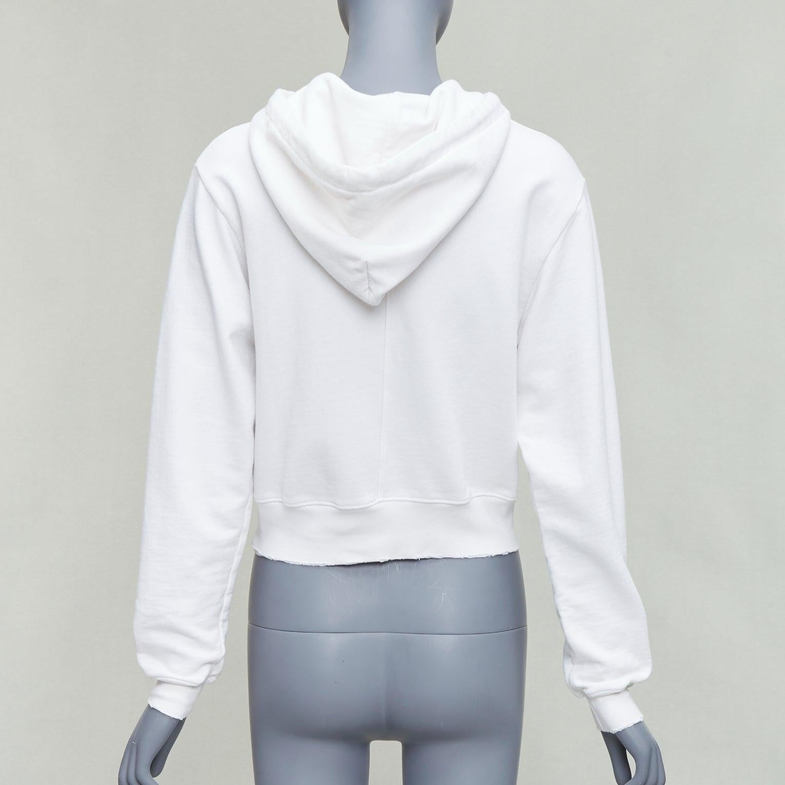 Donna COTONE CITIZEN bianco sporco con bordi sfrangiati, felpa con cappuccio XS in vendita
