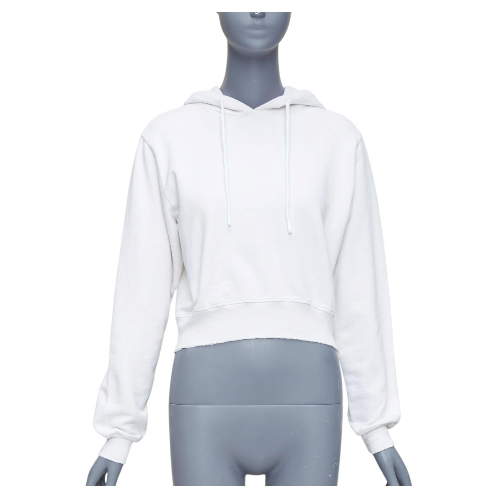COTTON CITIZEN off white frayed edge cropped hoodie pullover XS