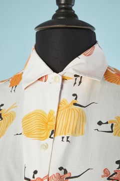 Cotton " dancers" printed shirt and skirt ensemble Emilio Pucci Circa 1960's