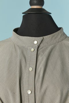 Cotton day dress in mini black&white Vichy pattern Thierry Mugler