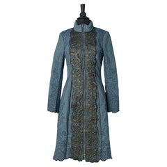 Cotton denim lightly padded coat with gold lace appliqué Christian Lacroix Jeans