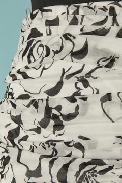 Gonna drappeggiata in cotone con volant e stampa in bianco e nero ALEXANDRE VAUTHIER