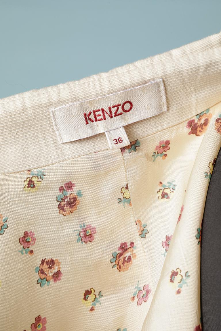Cotton dress coat with multicolor thread flower embroideries Kenzo  5
