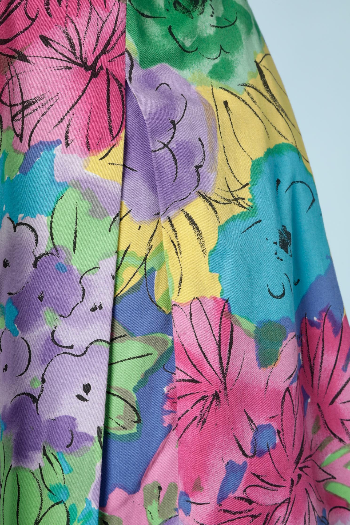 Bedrucktes Bustierkleid aus Baumwolle mit Blumendruck Christian Dior 2  (Grau) im Angebot