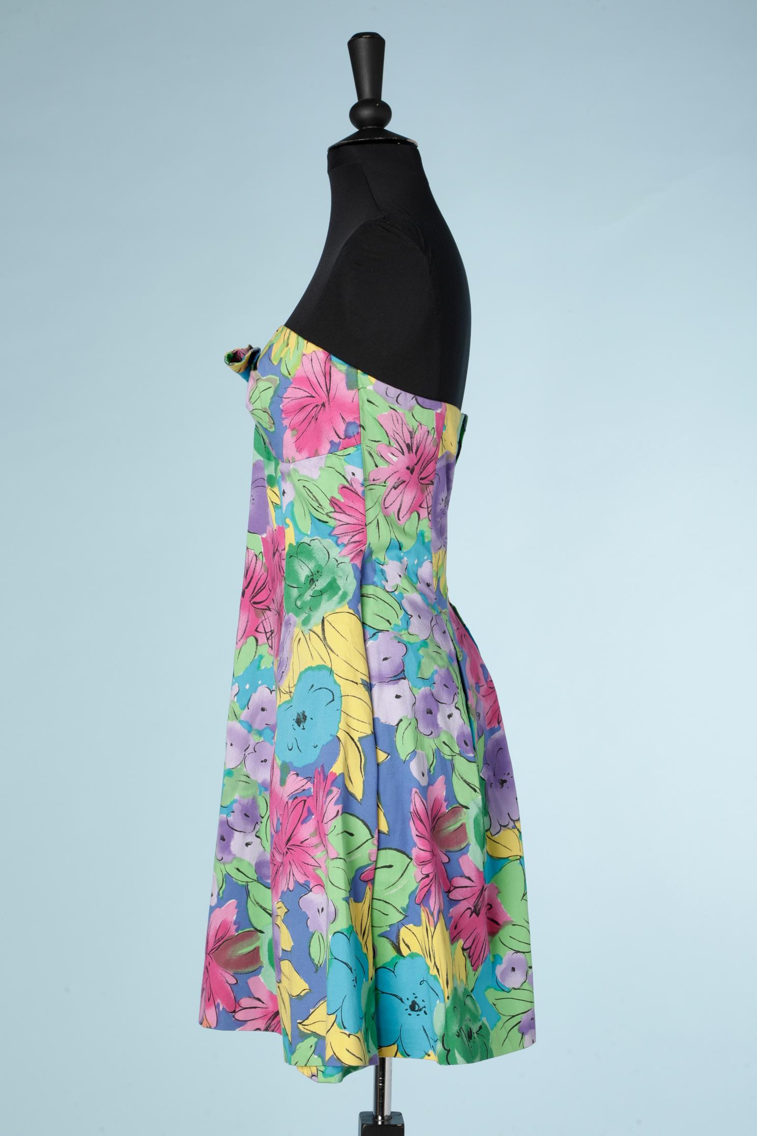 Bedrucktes Bustierkleid aus Baumwolle mit Blumendruck Christian Dior 2  Damen im Angebot