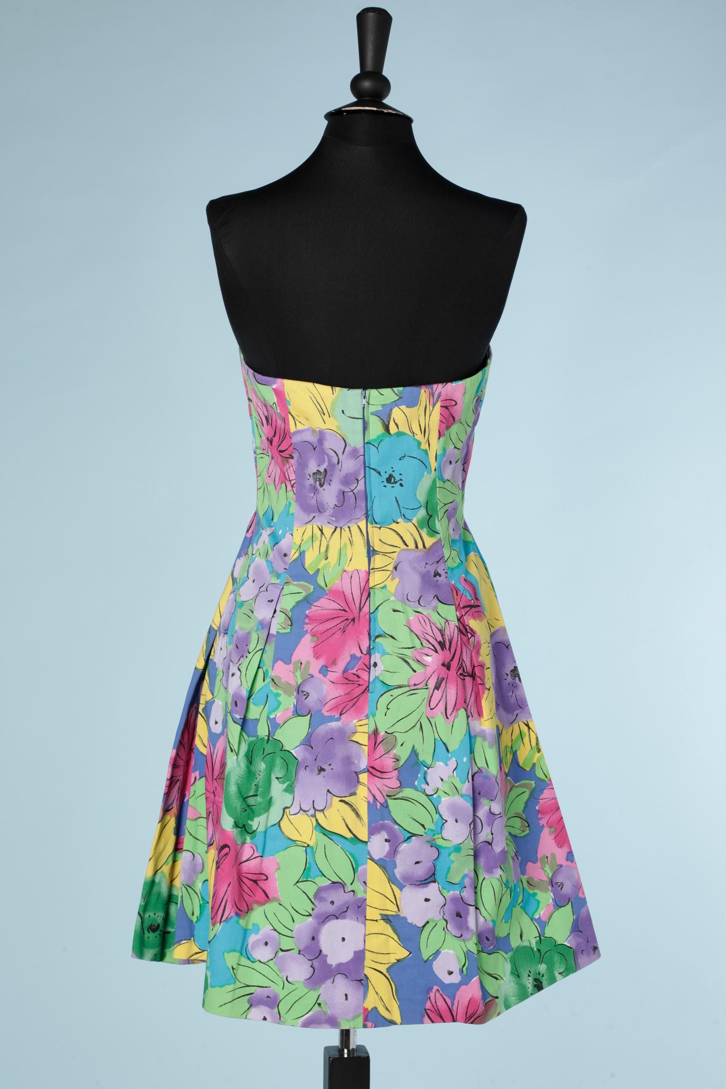 Bedrucktes Bustierkleid aus Baumwolle mit Blumendruck Christian Dior 2  im Angebot 1