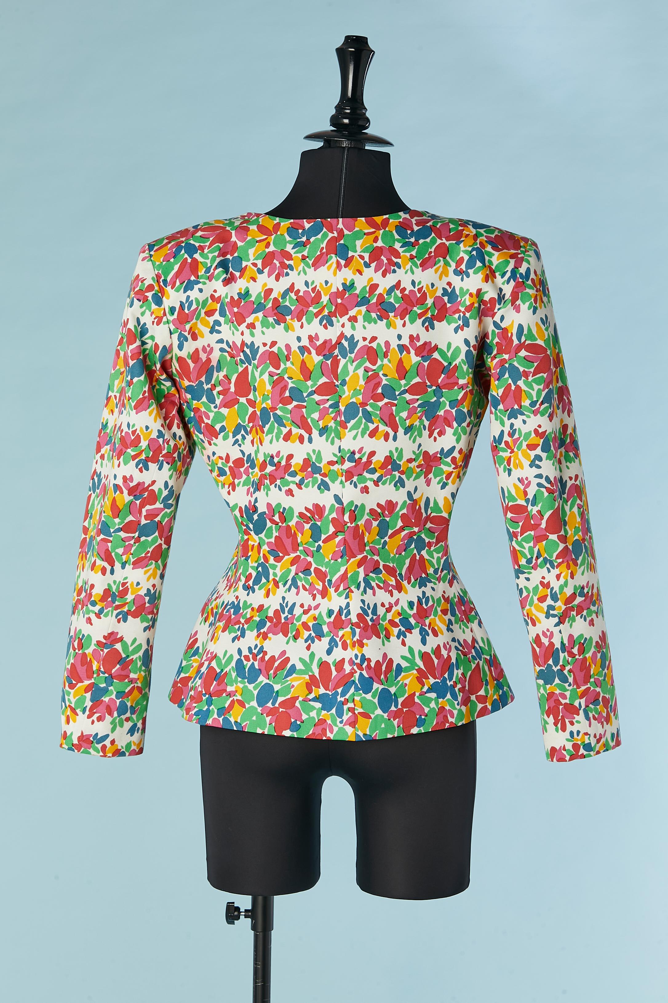 Cotton jacket with flower print and blue buttons Yves Saint Laurent Rive Gauche  For Sale 1
