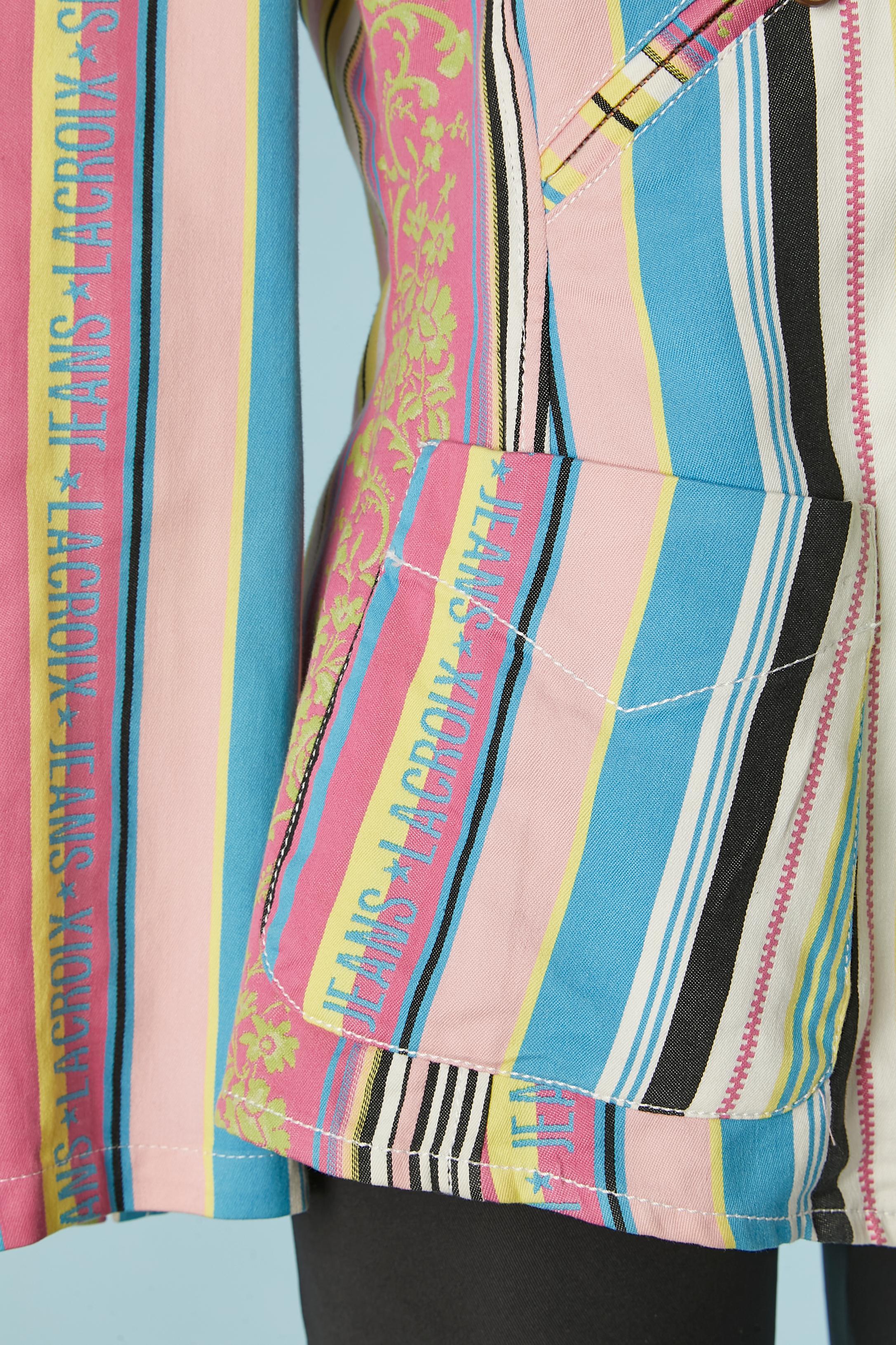 Cotton jacquard jacket with multicolor stripes Jeans de Christian Lacroix In Excellent Condition For Sale In Saint-Ouen-Sur-Seine, FR