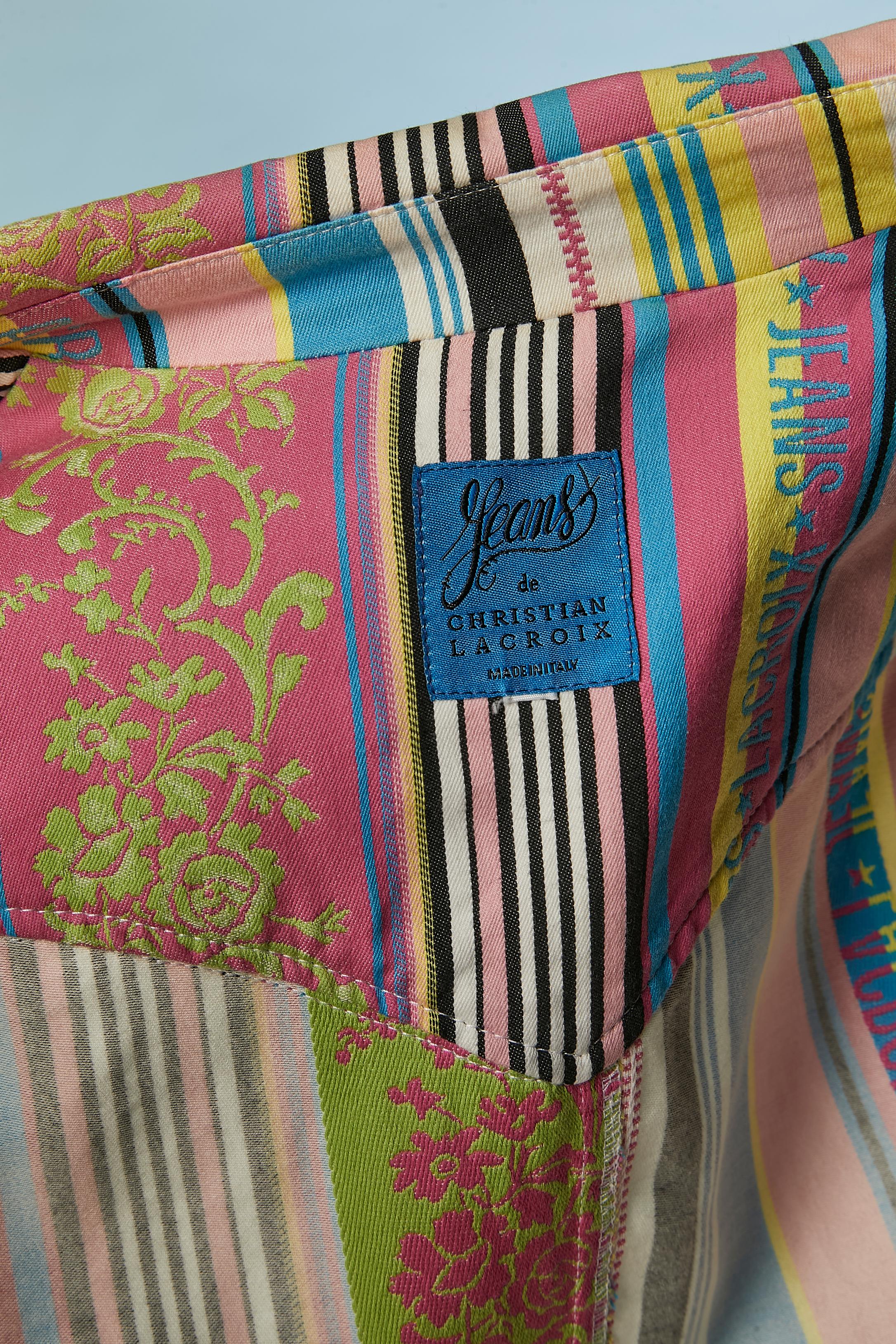 Cotton jacquard jacket with multicolor stripes Jeans de Christian Lacroix For Sale 2
