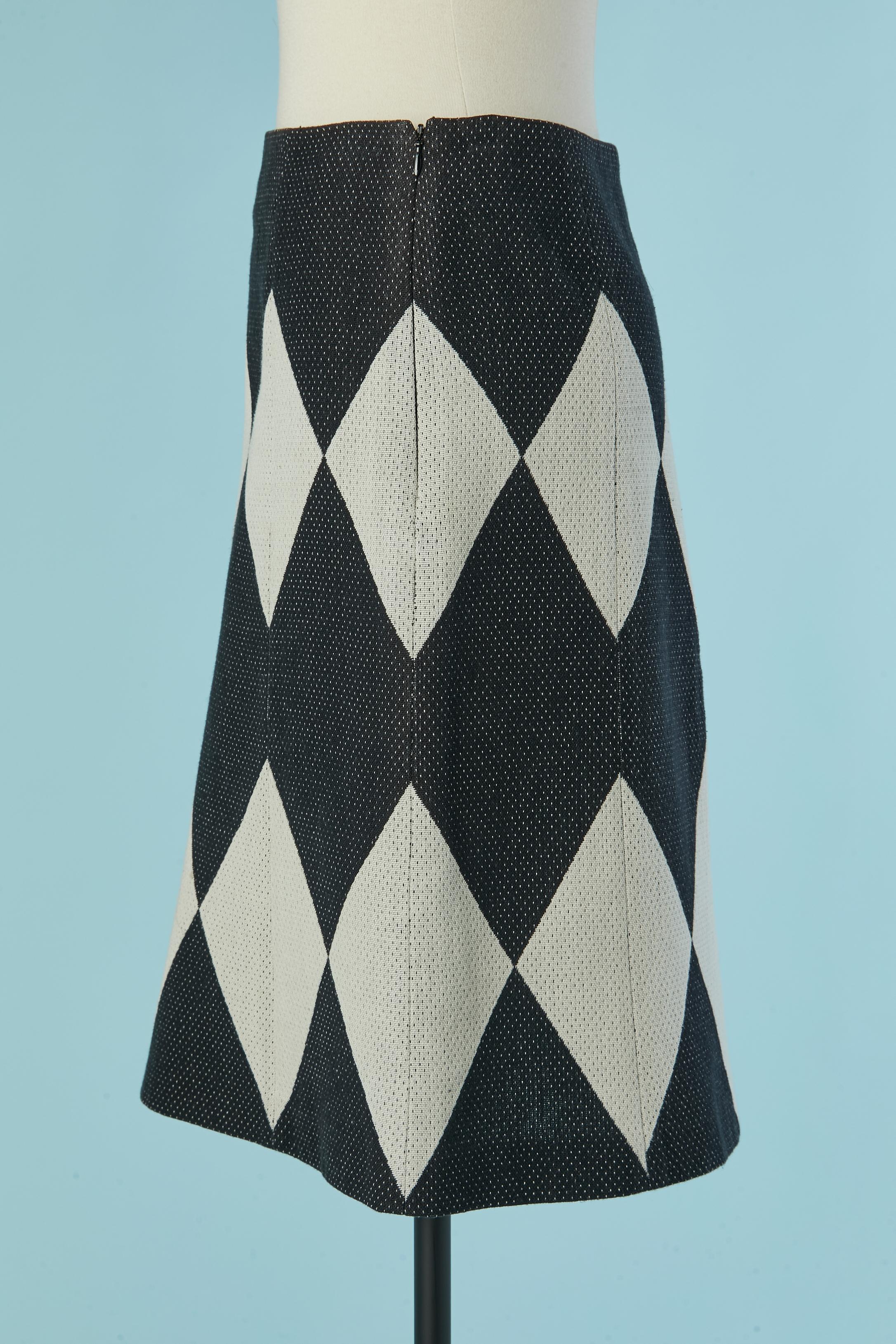 Noir Jupe en jacquard de coton à motif de diamants JUNKO SHIMADA en vente