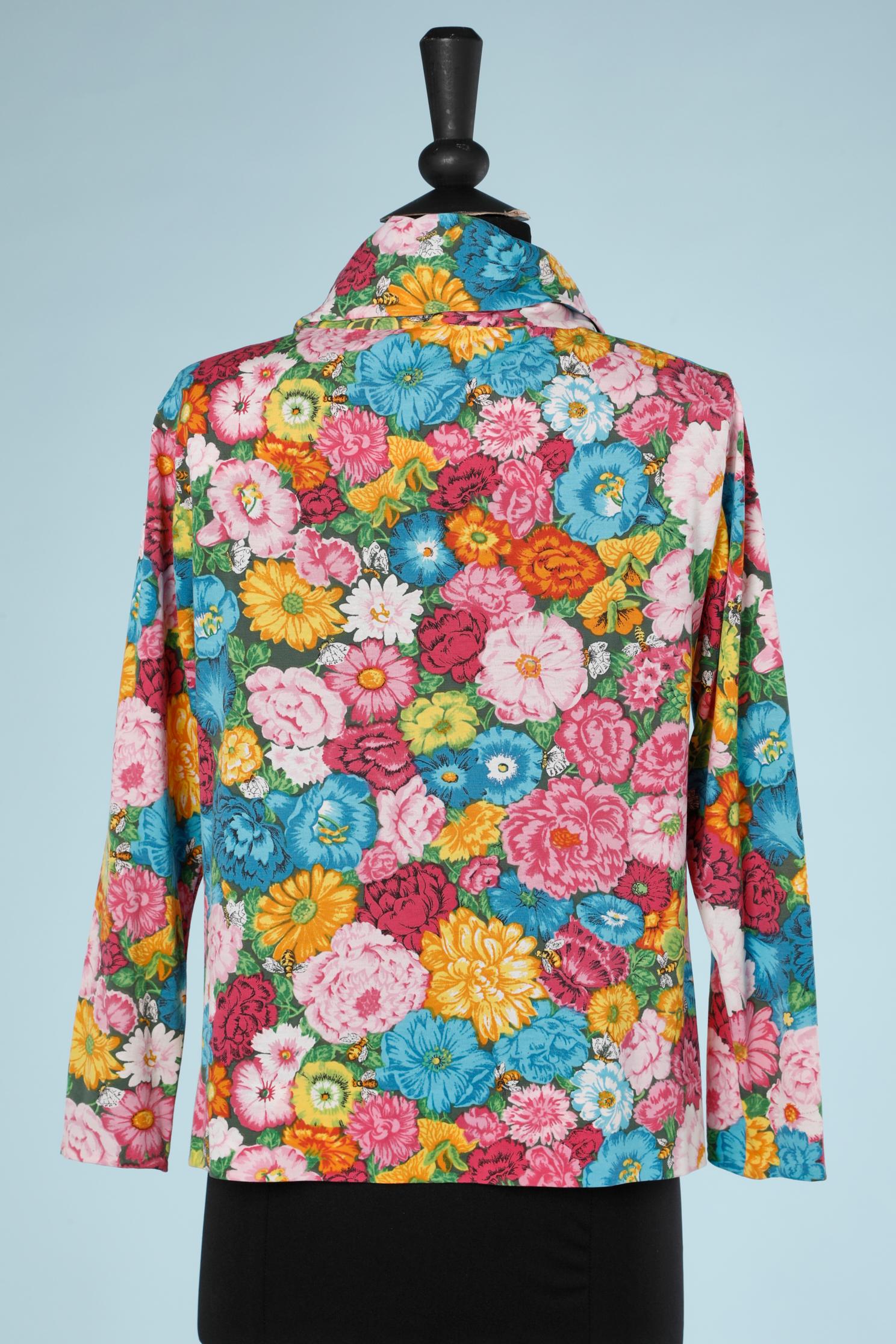 Haut Ken Scott imprimé floral en jersey de coton  Excellent état - En vente à Saint-Ouen-Sur-Seine, FR