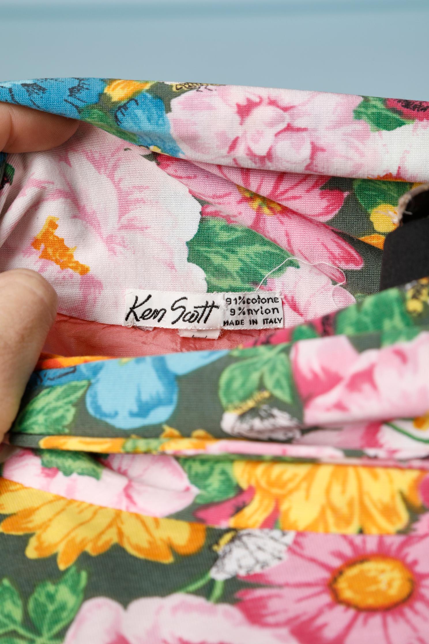 Haut Ken Scott imprimé floral en jersey de coton  en vente 1