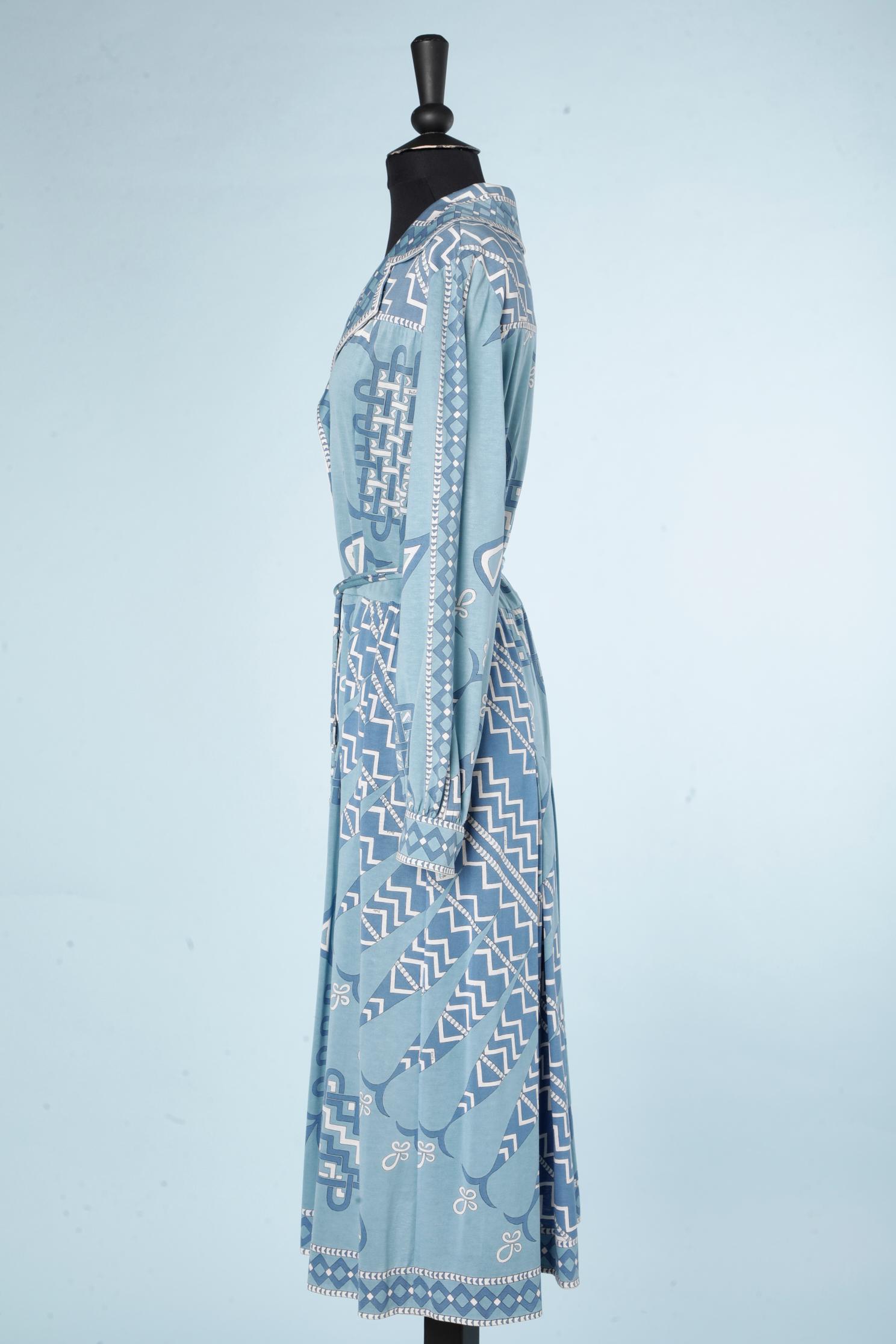 Women's Cotton jersey printed cocktail dress with belt Emilio Pucci Circa 1960's 