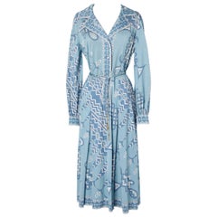 Cotton jersey printed cocktail dress with belt Emilio Pucci Circa 1960
s