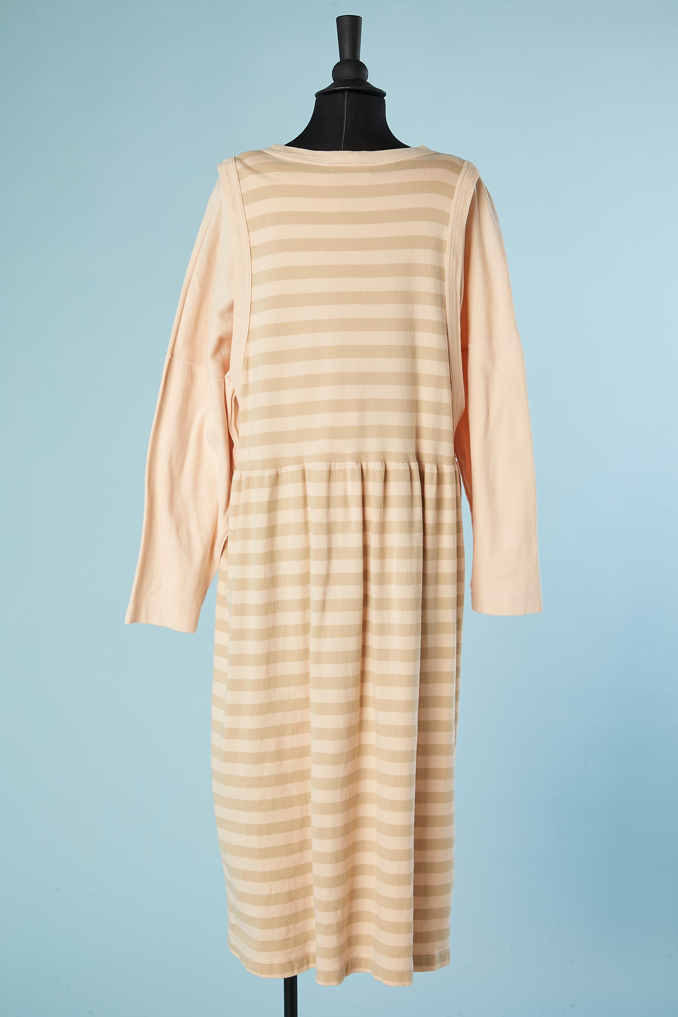 Women's Cotton jersey tee-shirt and sleeveless striped dress layered Sonia Rykiel For Sale