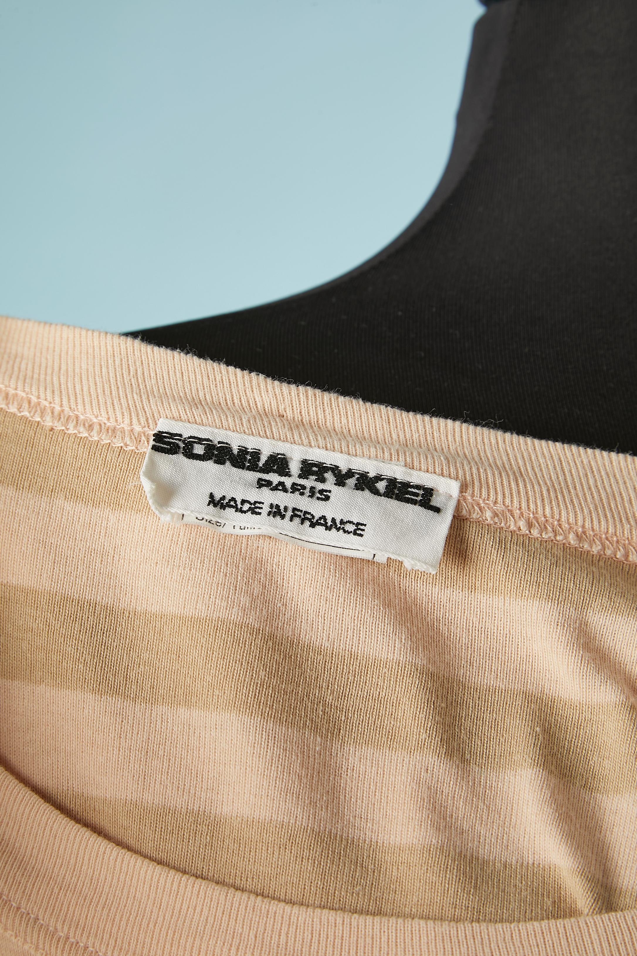Cotton jersey tee-shirt and sleeveless striped dress layered Sonia Rykiel For Sale 2