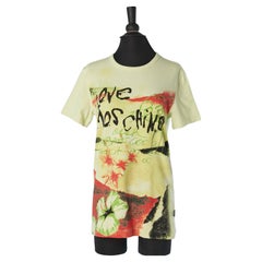 Cotton jersey tee-shirt with graffiti and flower print LOVE MOSCHINO