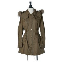 Kakifarbener Baumwollparka mit Kapuze BURBERRY BRIT