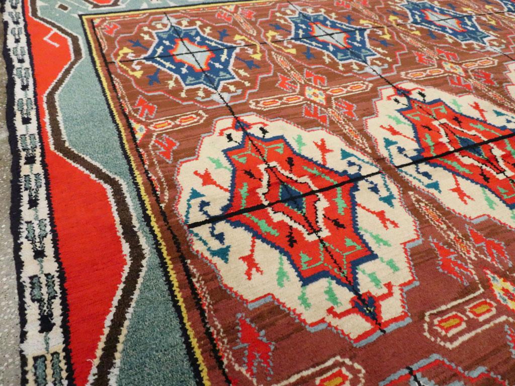 Cotton Mid-20th Century European Square Accent Rug In The Tribal Turkoman Style In Excellent Condition For Sale In New York, NY