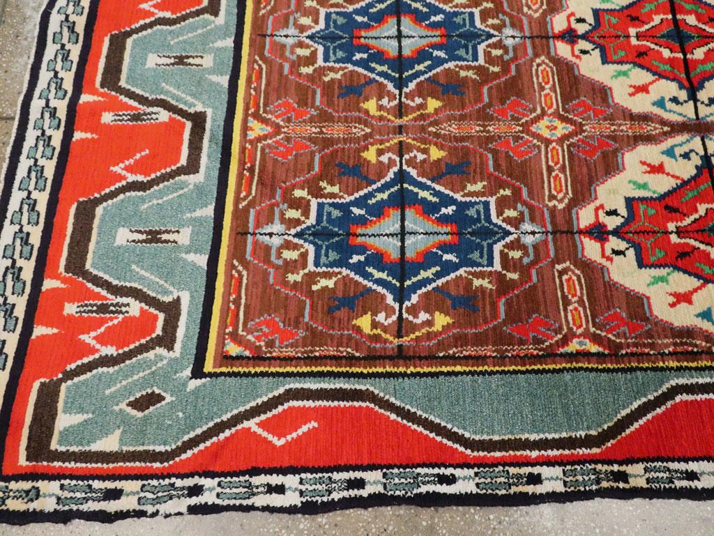 Cotton Mid-20th Century European Square Accent Rug In The Tribal Turkoman Style For Sale 2