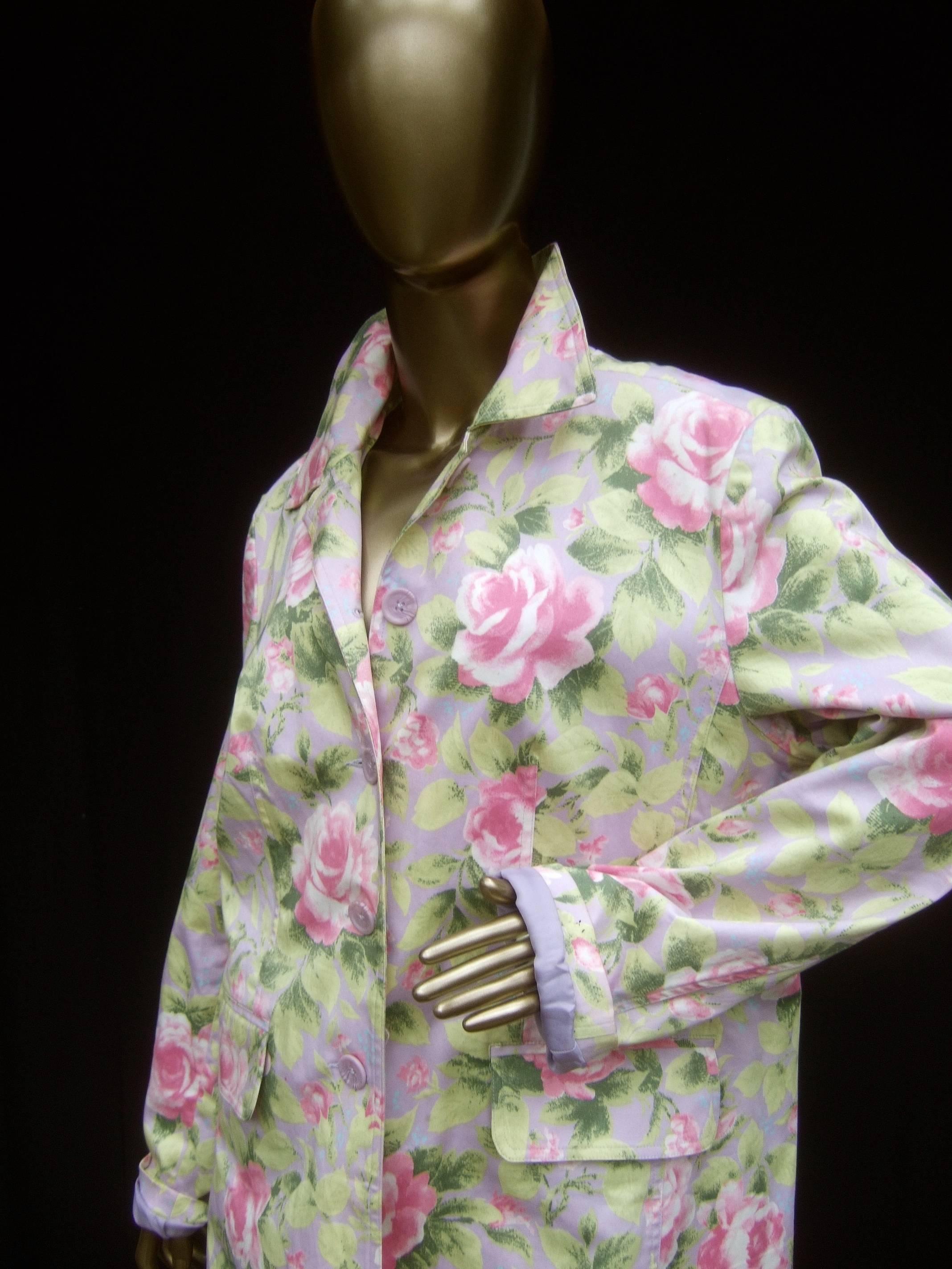 Cotton Pastel Rose Garden Floral Print Coat circa 1990s  5