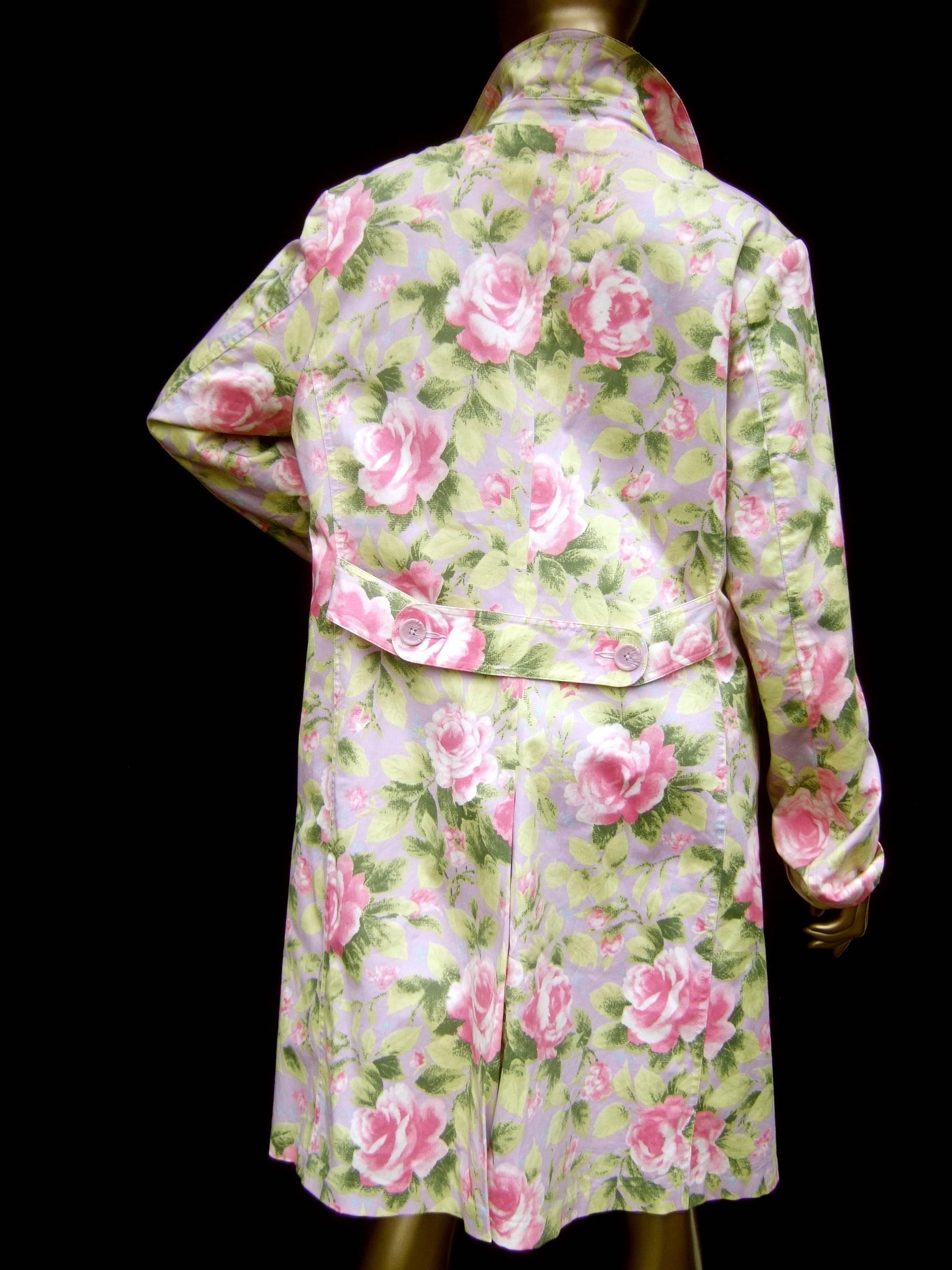 Cotton Pastel Rose Garden Floral Print Coat circa 1990s  4